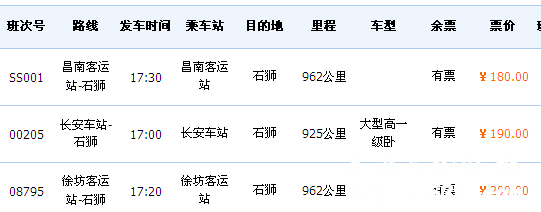 南昌徐家坊客远站坐大巴车到石师的价格？一天有几趟？路程？