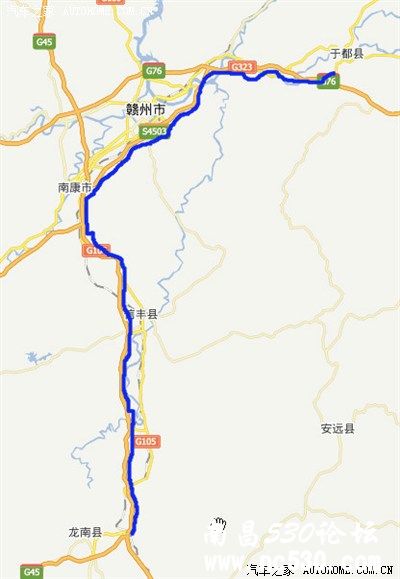 求助龙南-于都的高速路线图，谢谢