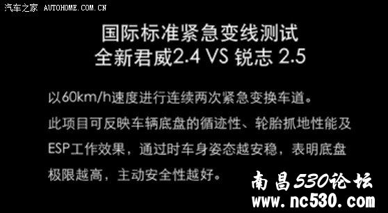 全新君威2.4和锐志2.5在国际标准紧急变线测试